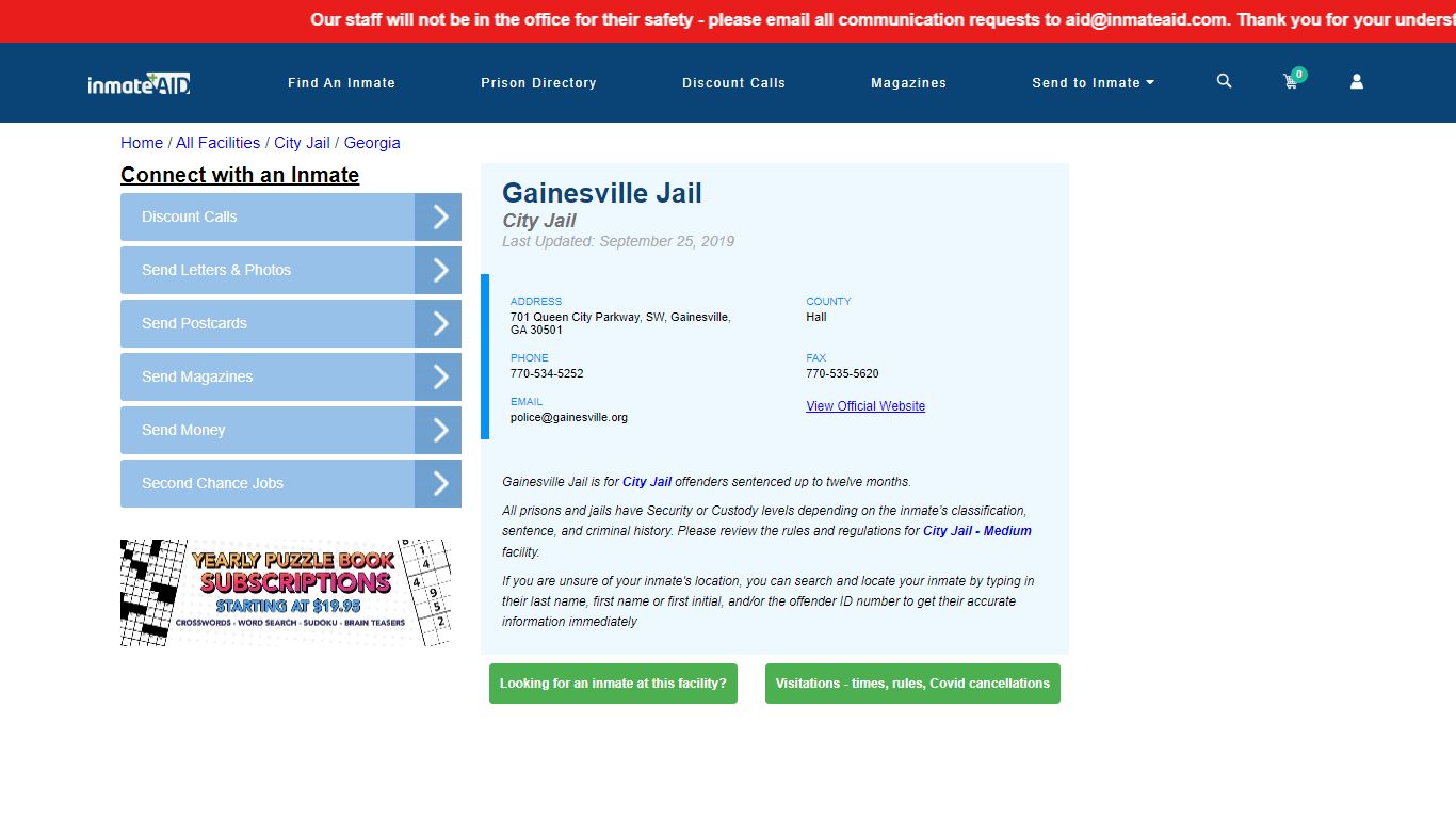 Gainesville Jail | Inmate Locator